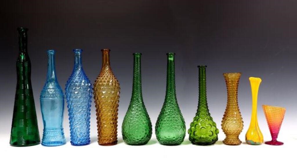  10 COLLECTION COLORED GLASS BOTTLES 2d6bdc