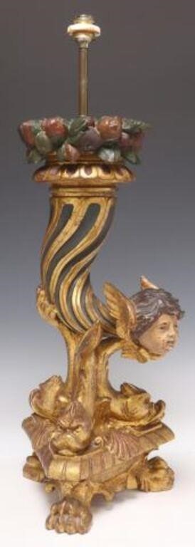 FRENCH GILTWOOD FIGURAL CORNUCOPIA