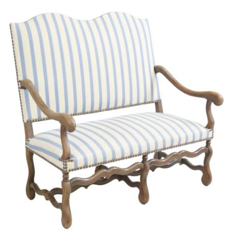 FRENCH LOUIS XIV STYLE OAK UPHOLSTERED