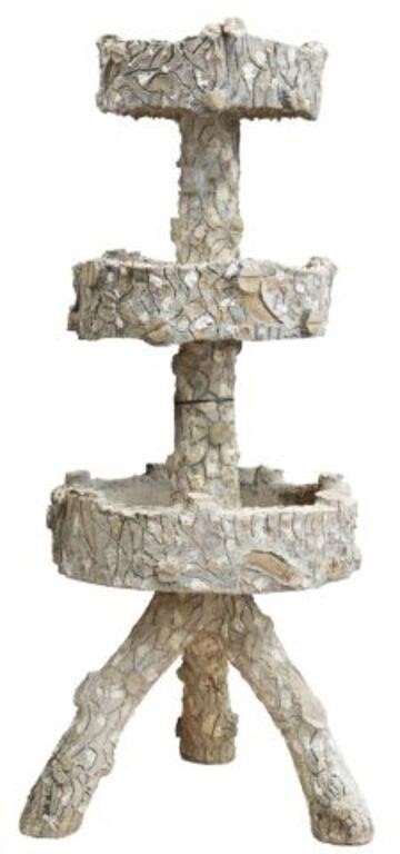 CAST CONCRETE FAUX BOIS THREE TIER 2d6c59