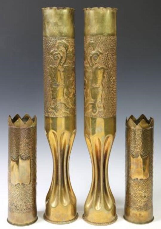 4) FRENCH WWI-ERA TRENCH ART ARTILLERY