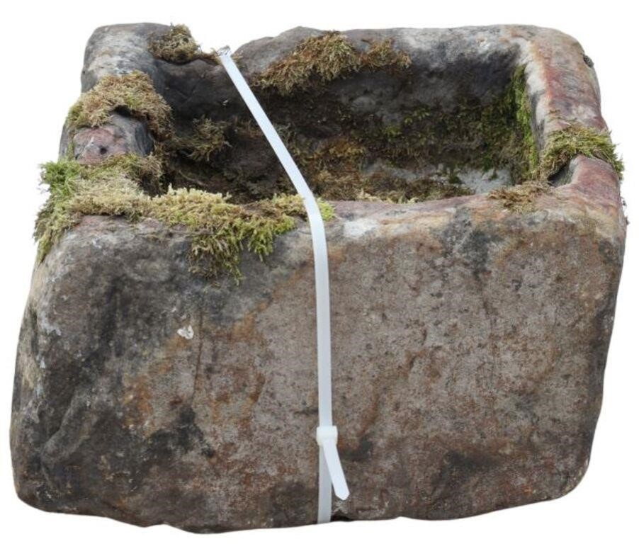 RUSTIC CARVED STONE SQUARE BASIN  2d6c5f