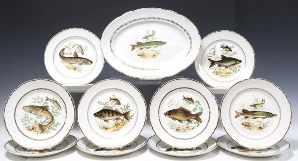  13 FRENCH FAIENCE FISH SERVICE lot 2d6c6c