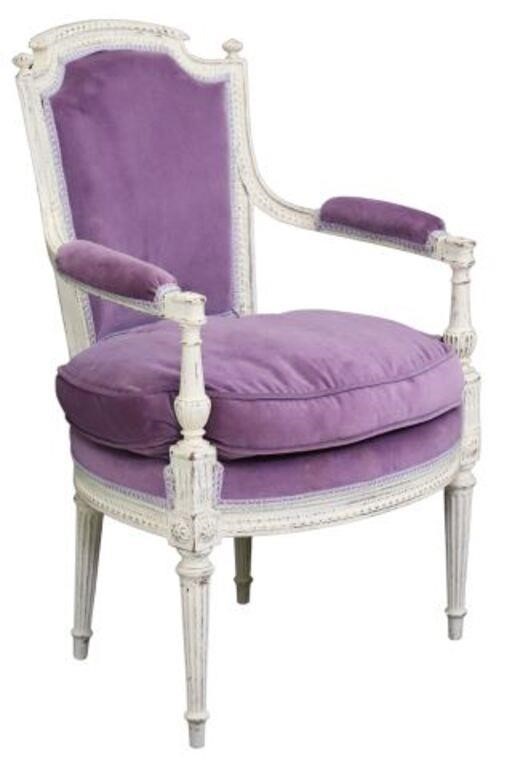 FRENCH LOUIS XVI STYLE VELVET UPHOLSTERED