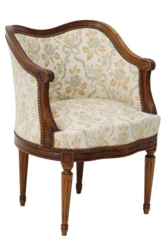 LOUIS XVI STYLE WALNUT FLORAL UPHOLSTERED 2d6cb4