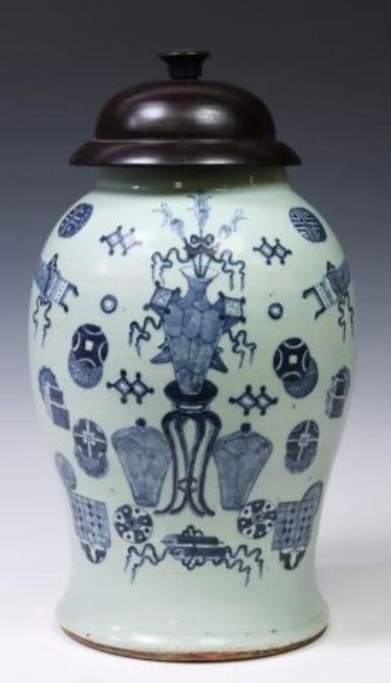 CHINESE BLUE & CELADON PORCELAIN TEMPLE