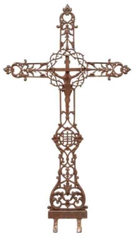 FRENCH CAST IRON CRUCIFIX CROSS,