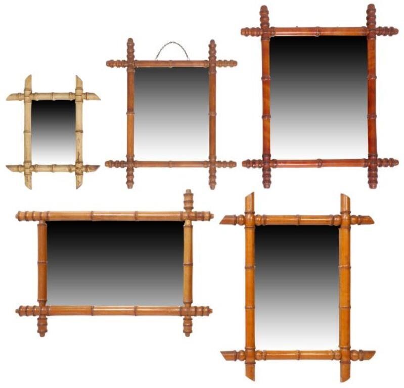  5 FRENCH TURNED FAUX BAMBOO MIRRORS lot 2d6d2d