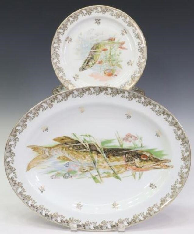 (12) LIMOGES PARCEL GILT PORCELAIN FISH