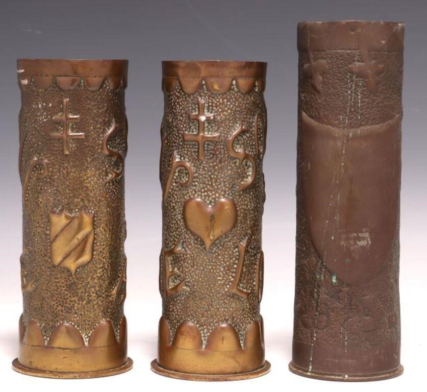 3) FRENCH WWI-ERA TRENCH ART ARTILLERY