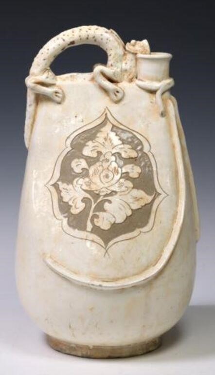 CHINESE GLAZED POTTERY PILGRIM