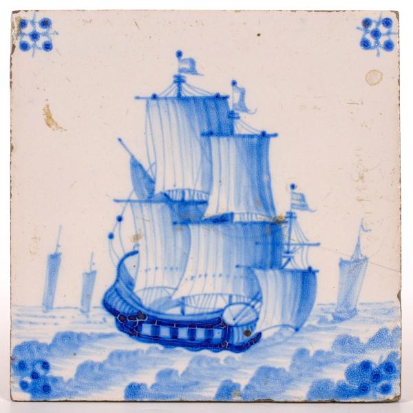 ANTIQUE DELFT ART POTTERY TILEUnsigned Measures 2d6e1f