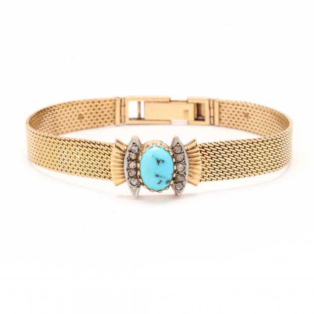 RETRO GOLD AND TURQUOISE BRACELET  2d6f56