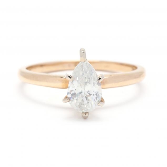 GOLD AND PEAR CUT DIAMOND RING 2d6f6a