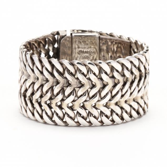 WIDE STERLING SILVER WOVEN BRACELET