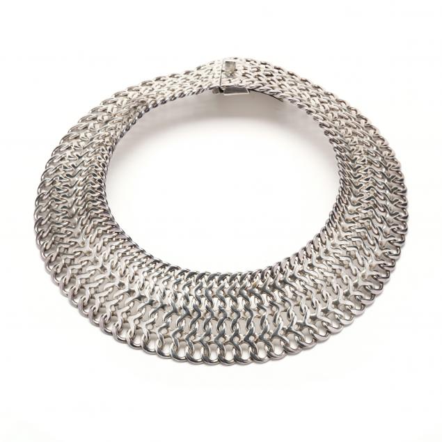 STERLING SILVER WOVEN COLLAR NECKLACE,
