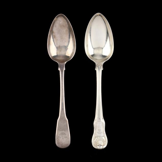 TWO GEORGIAN SILVER TABLESPOONS The