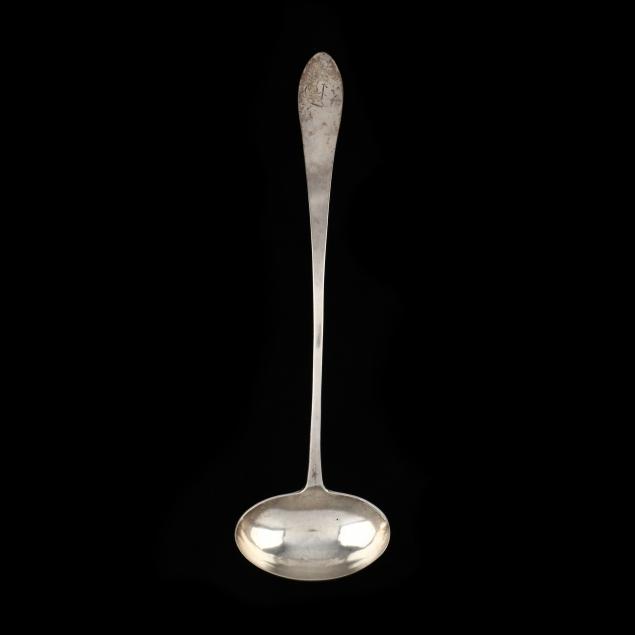 AN AMERICAN COIN SILVER SOUP LADLE The