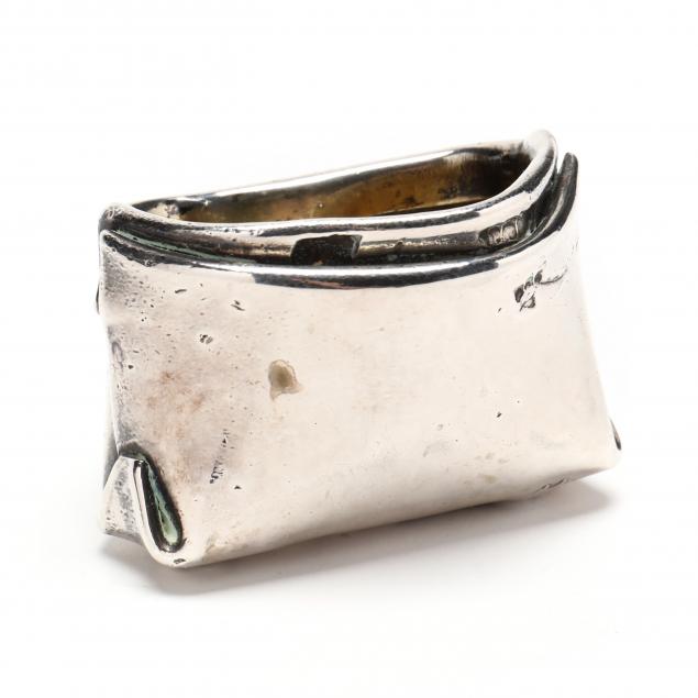 ITALIAN .800 SILVER BAG SCULPTURE BY