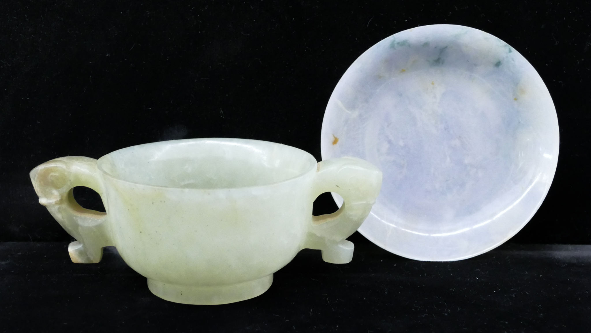 2pc Chinese Qing Jade Libation 2d7342