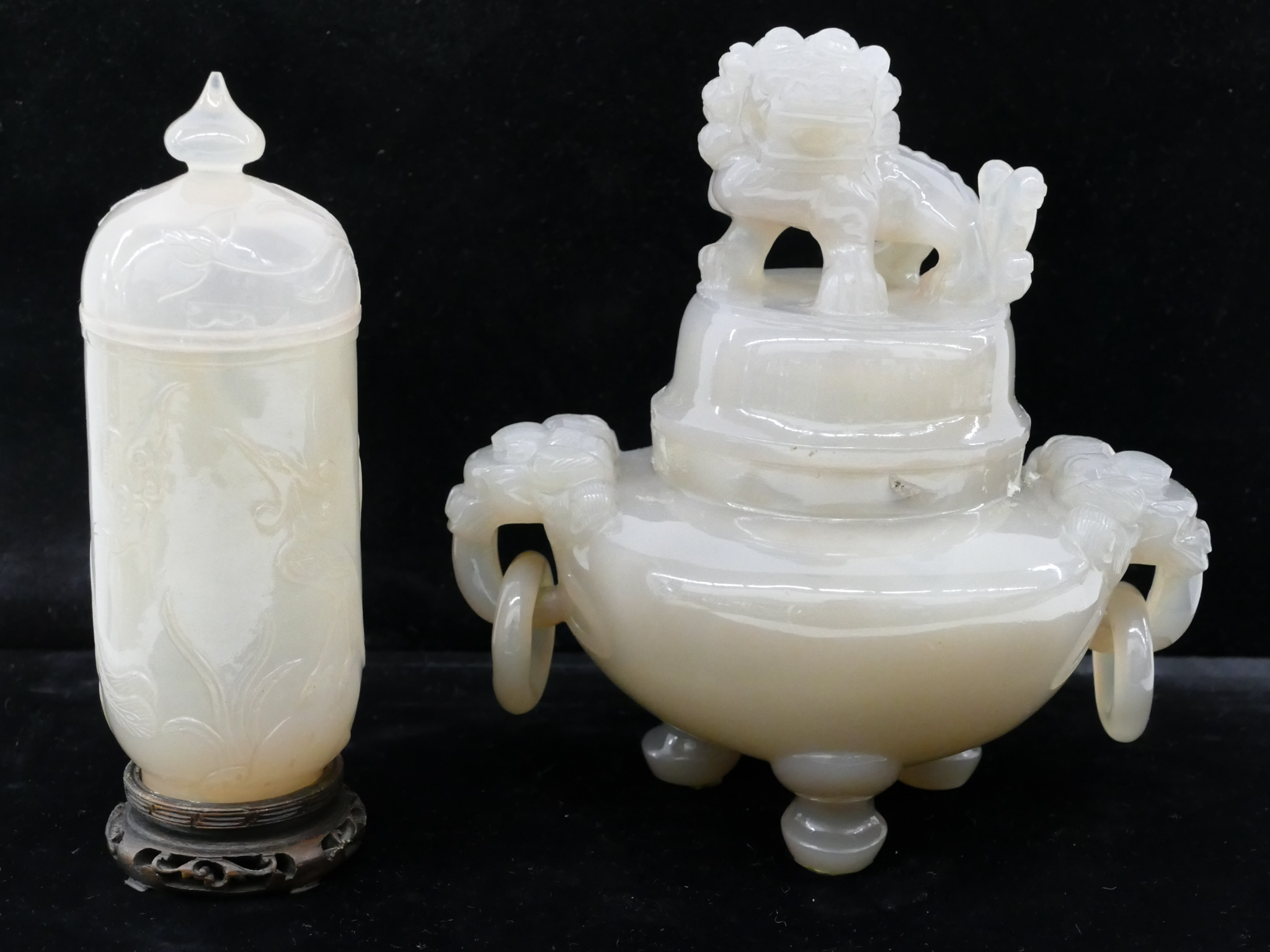 2pc Chinese Agate Censer and Covered 2d733f