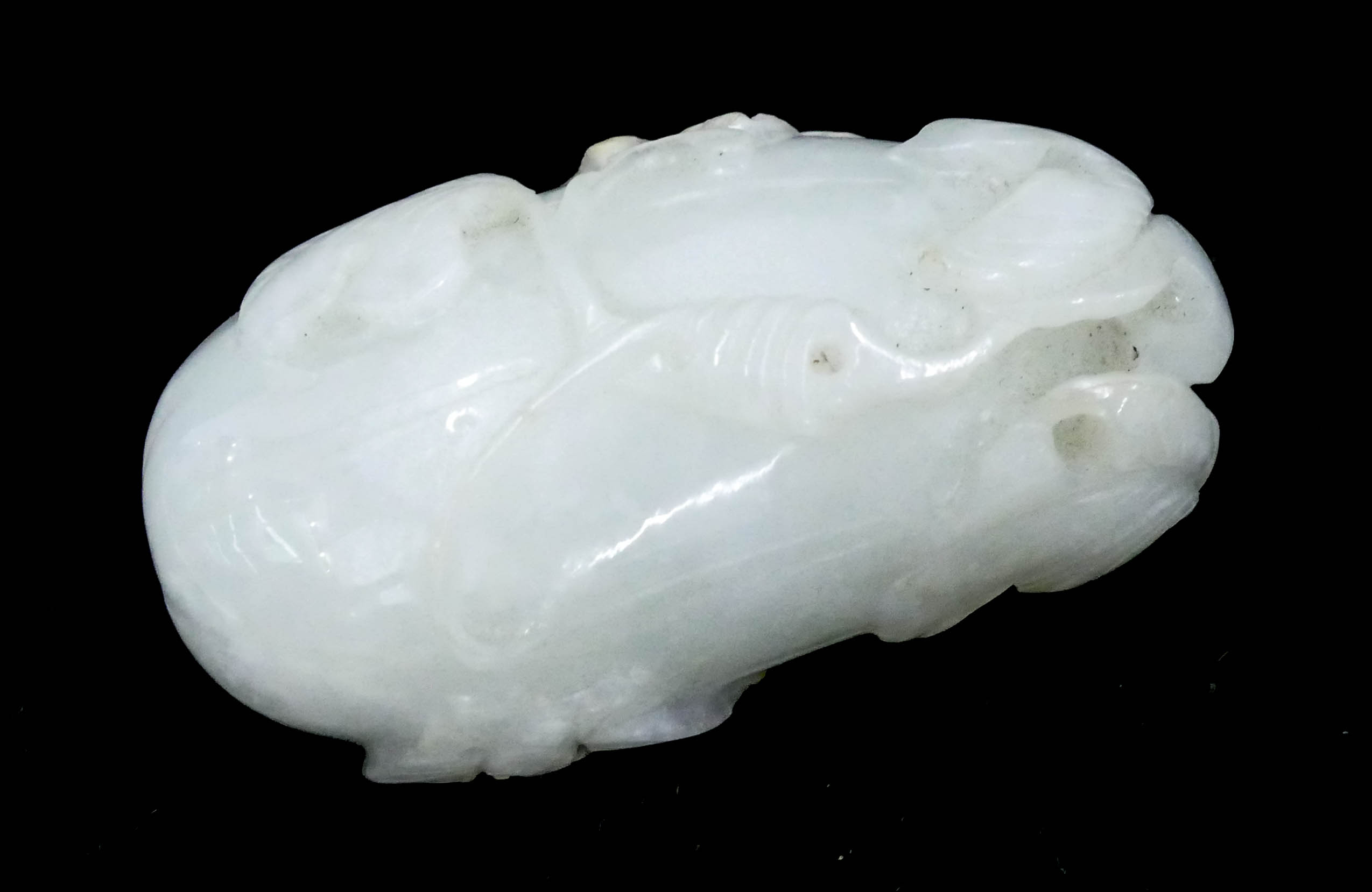 Chinese Qing White Jade Melon Pebble 2d7351
