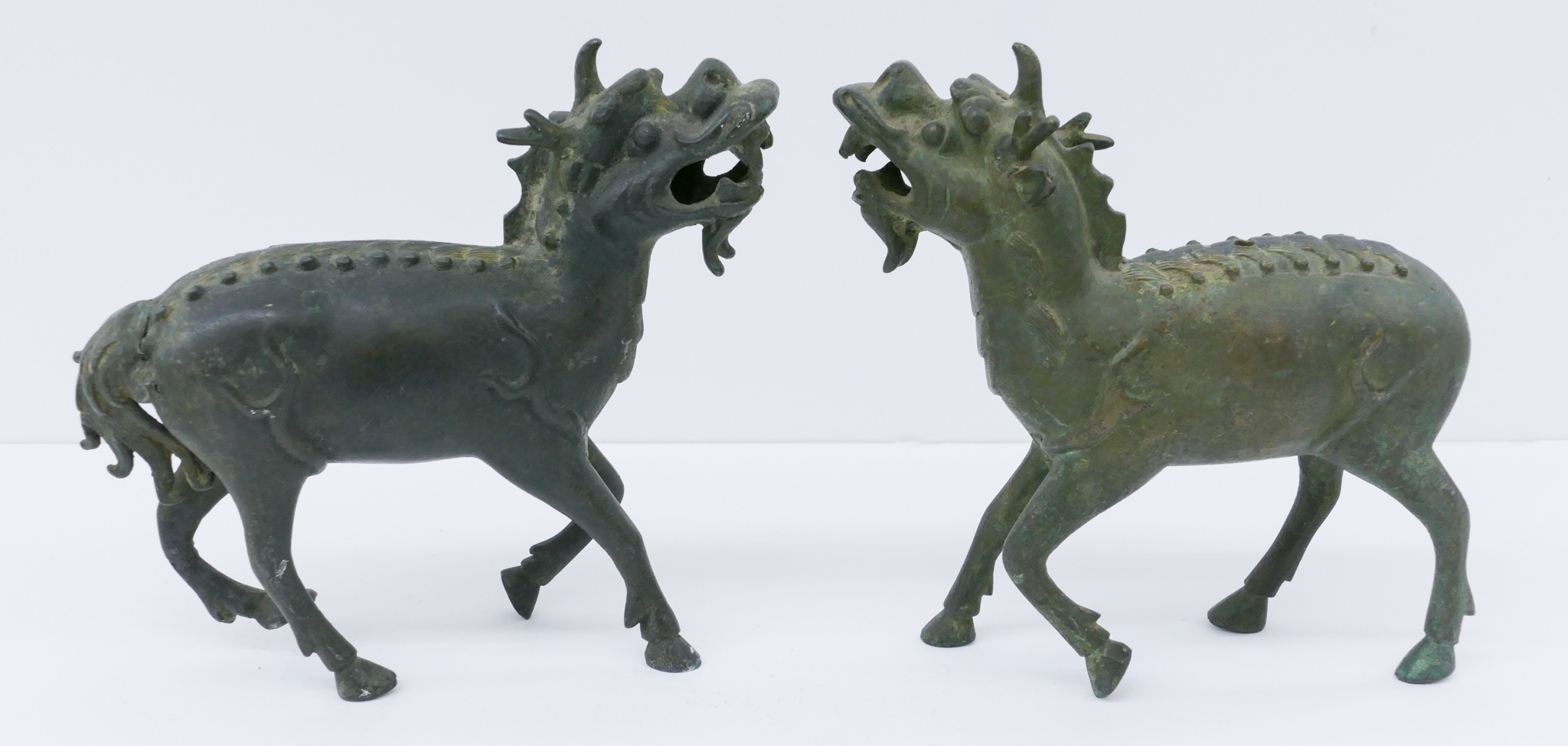 Pair Chinese Qing Bronze Qilin 2d7412