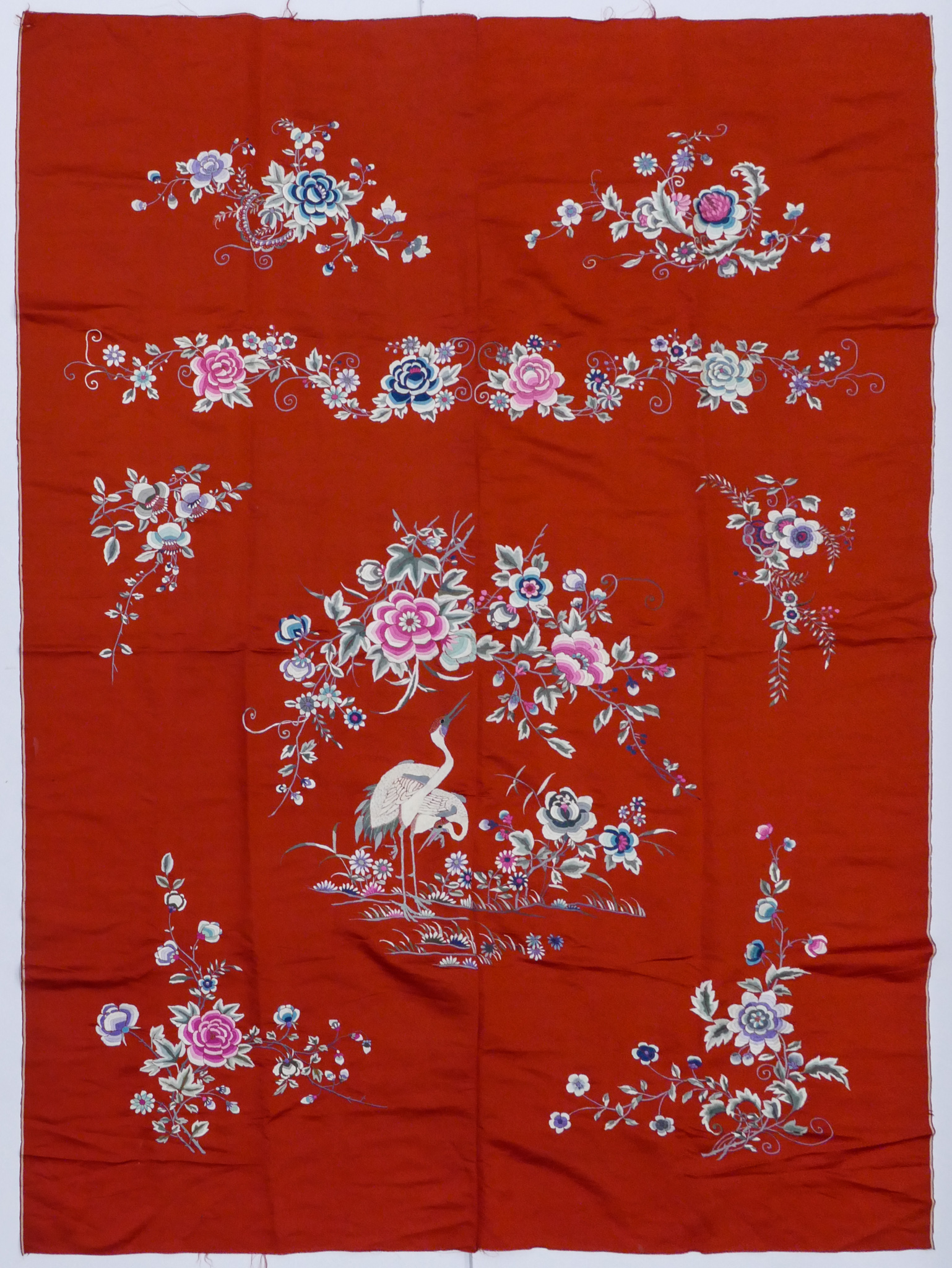 Chinese Republic Red Silk Embroidered 2d7476