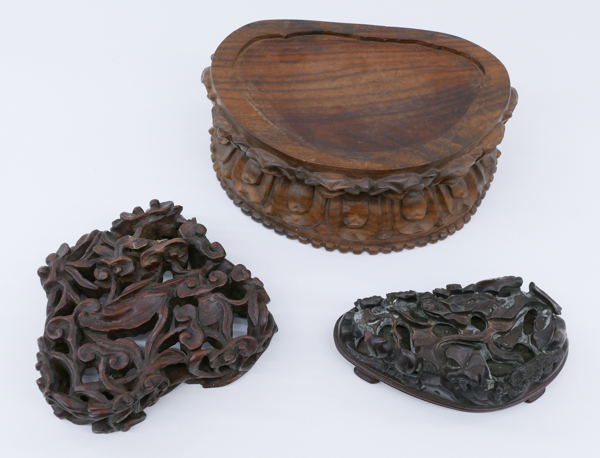 3pc Chinese Qing Rosewood Ornate