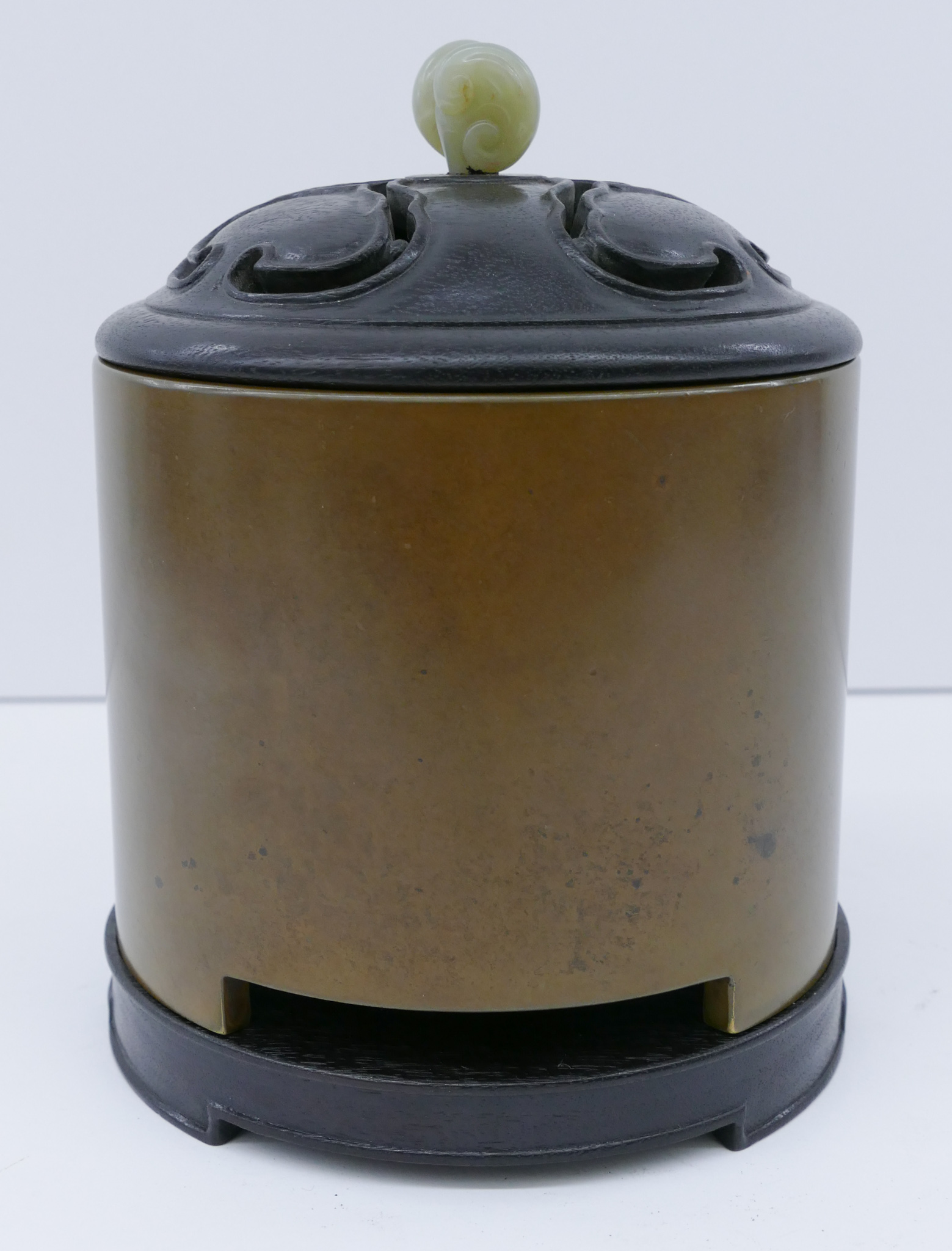 Chinese Bronze Covered Censer with Stand