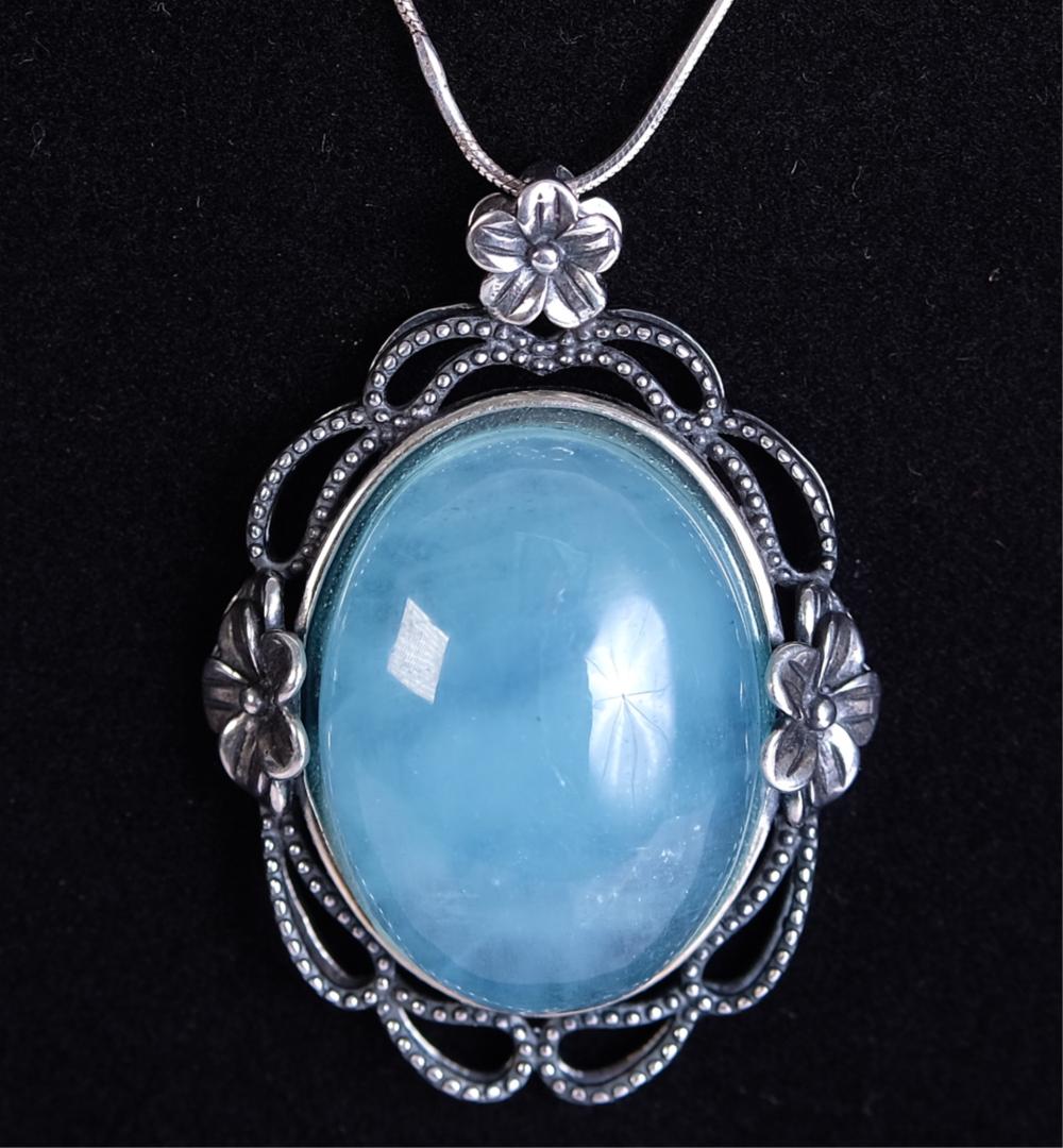 STERLING & BLUE LARIMAR PENDANT