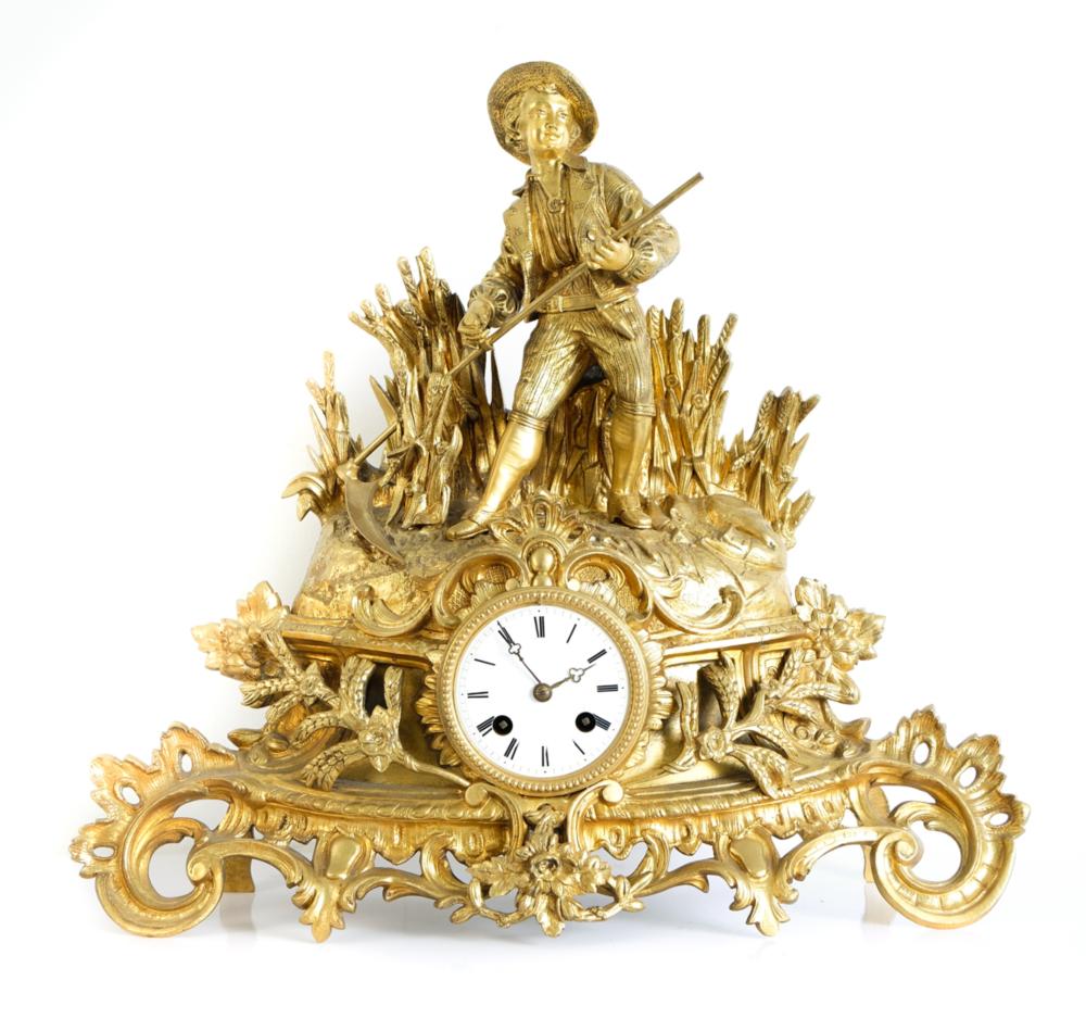 FIGURAL HARVEST CLOCK MANNER OF 2d51d6