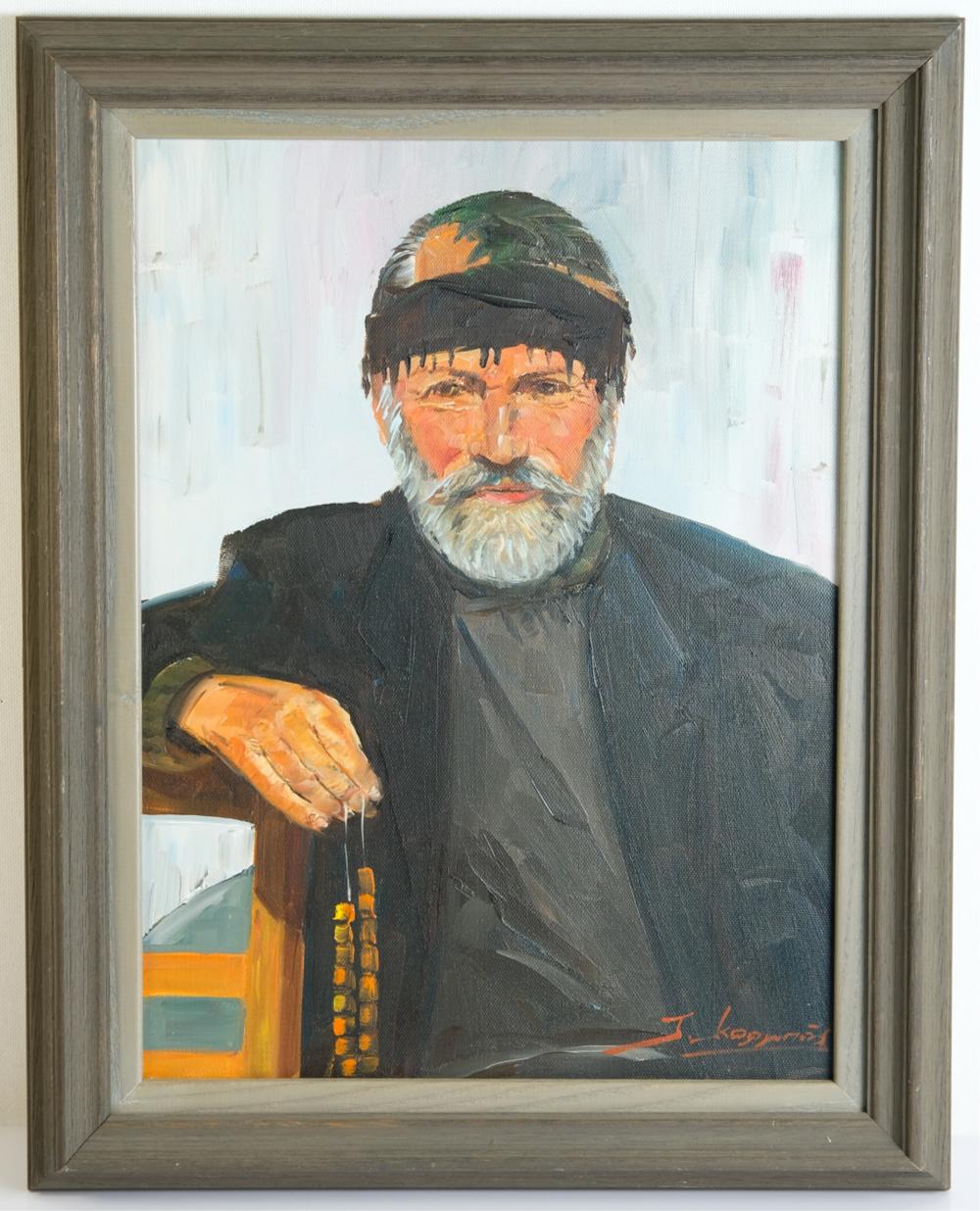 GREEK OIL ON CANVAS PORTRAIT OF 2d5209