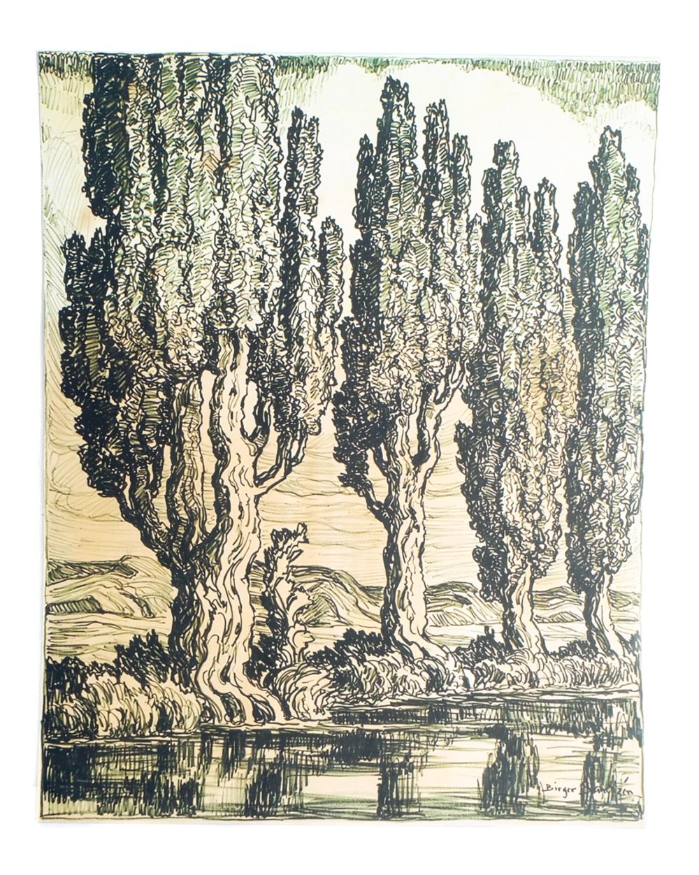 BIRGER SANDZEN UTAH POPLARS LITHOGRAPHBirger 2d532b