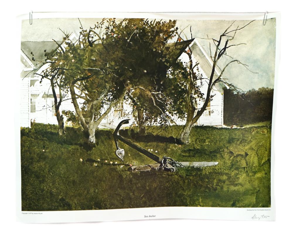 ANDREW WYETH SEA ANCHOR LITHOGRAPH