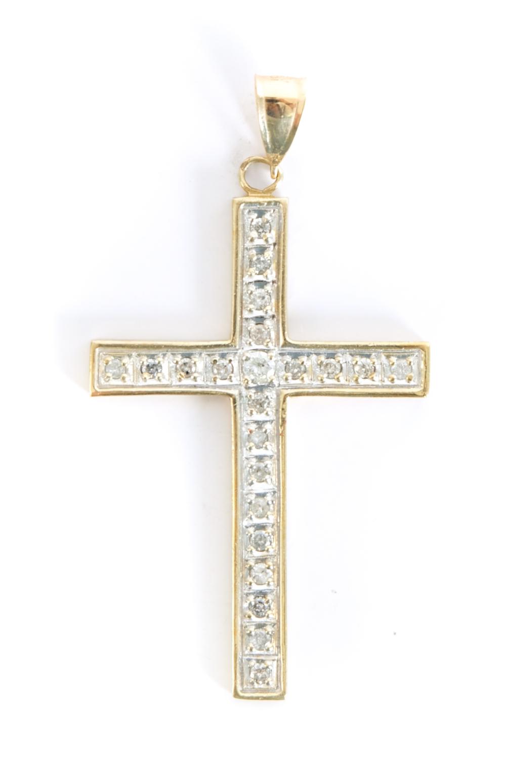 10K YG CROSS PENDANT W 22 DIAMONDSLarge 2d533e