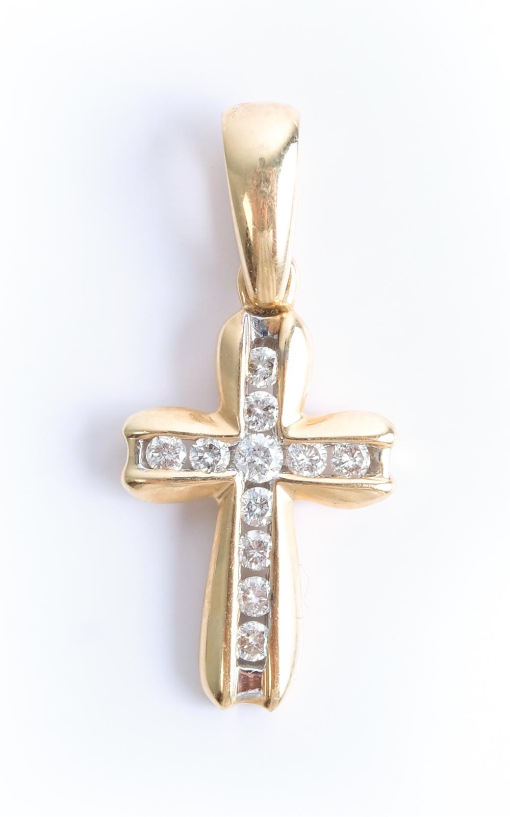 14K YELLOW GOLD CROSS PENDANT W  2d5354