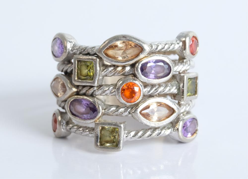 MODERNIST STERLING SILVER & GEMSTONE