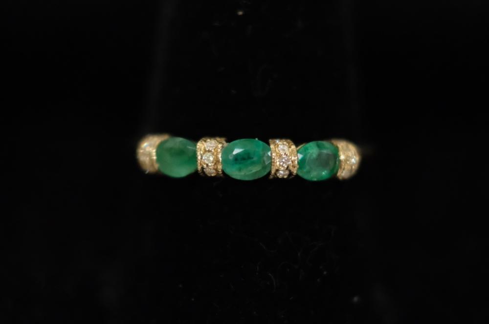 14K YG EMERALD & DIAMOND RING SZ