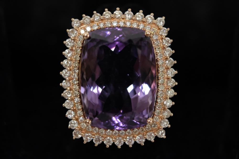 24.90 CT AMETHYST & DIAMOND RING