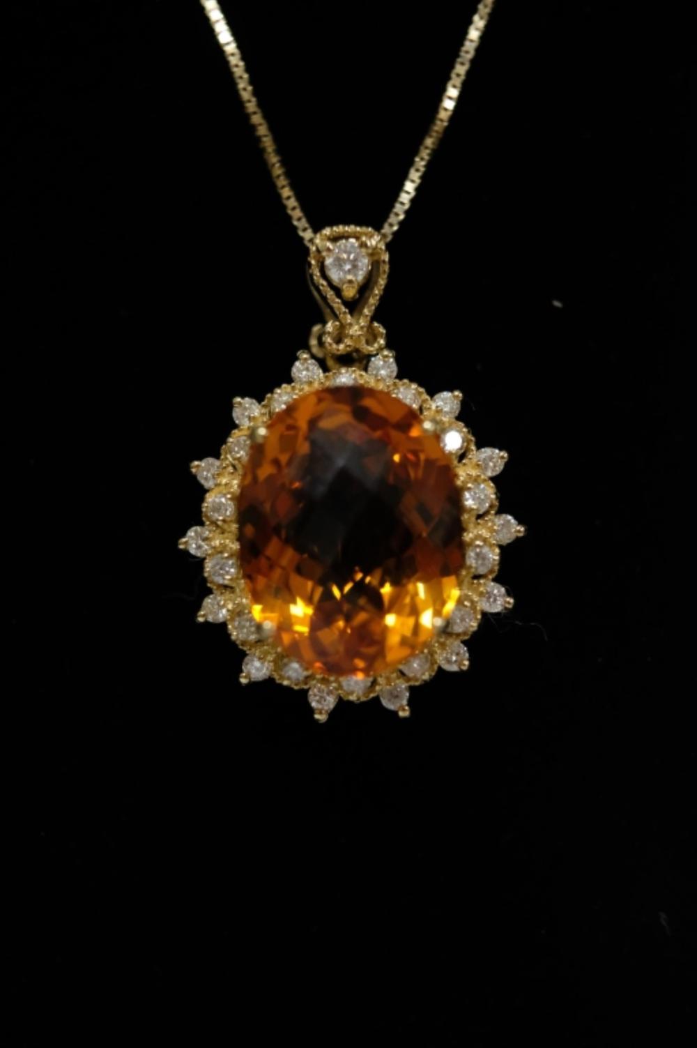 14K YG 8 87CT CITRINE DIAMOND 2d541b