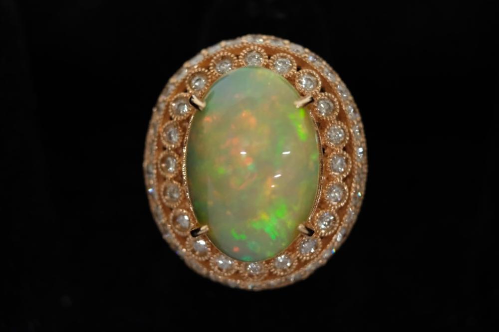 9 73 CT HARLEQUIN FIRE OPAL RING 2d541c