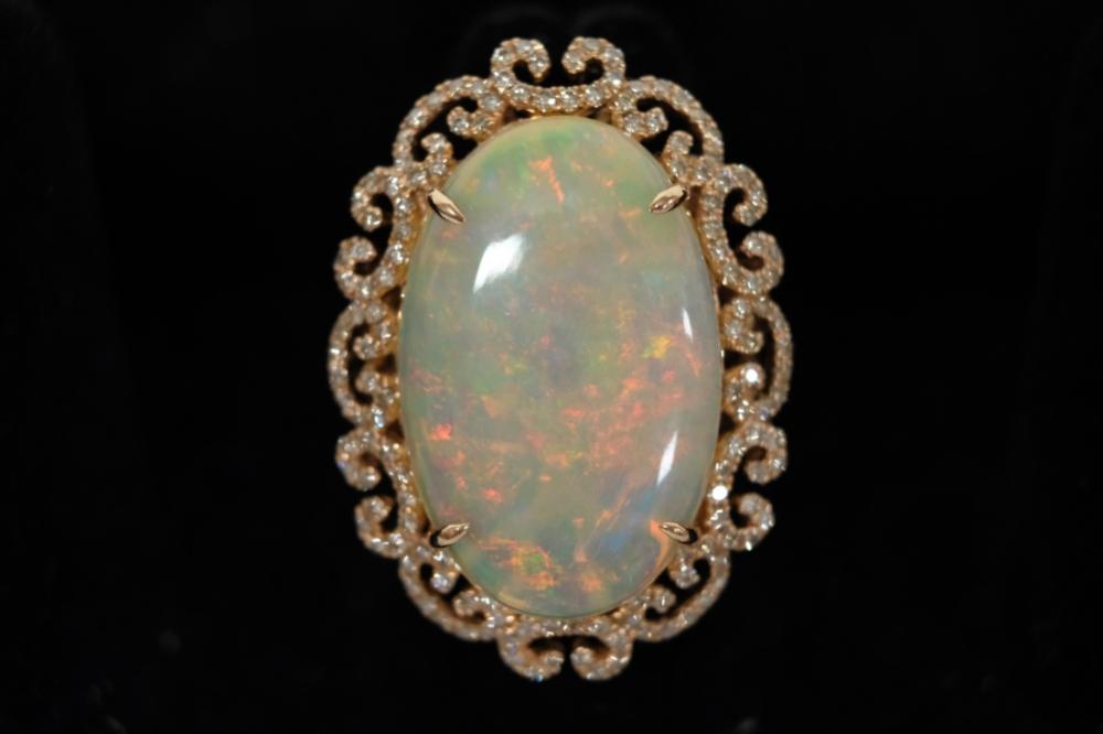 11 58 CT FIRE OPAL DIAMOND RING 2d542b