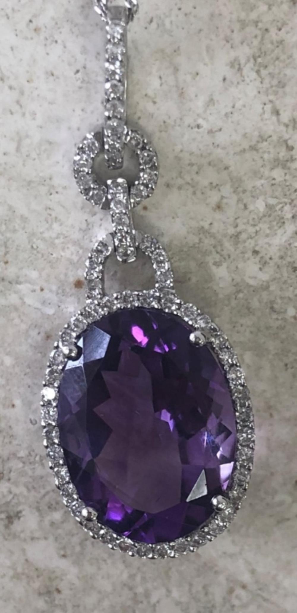 PURPLE AMETHYST PENDANT NECKLACE 2d5432