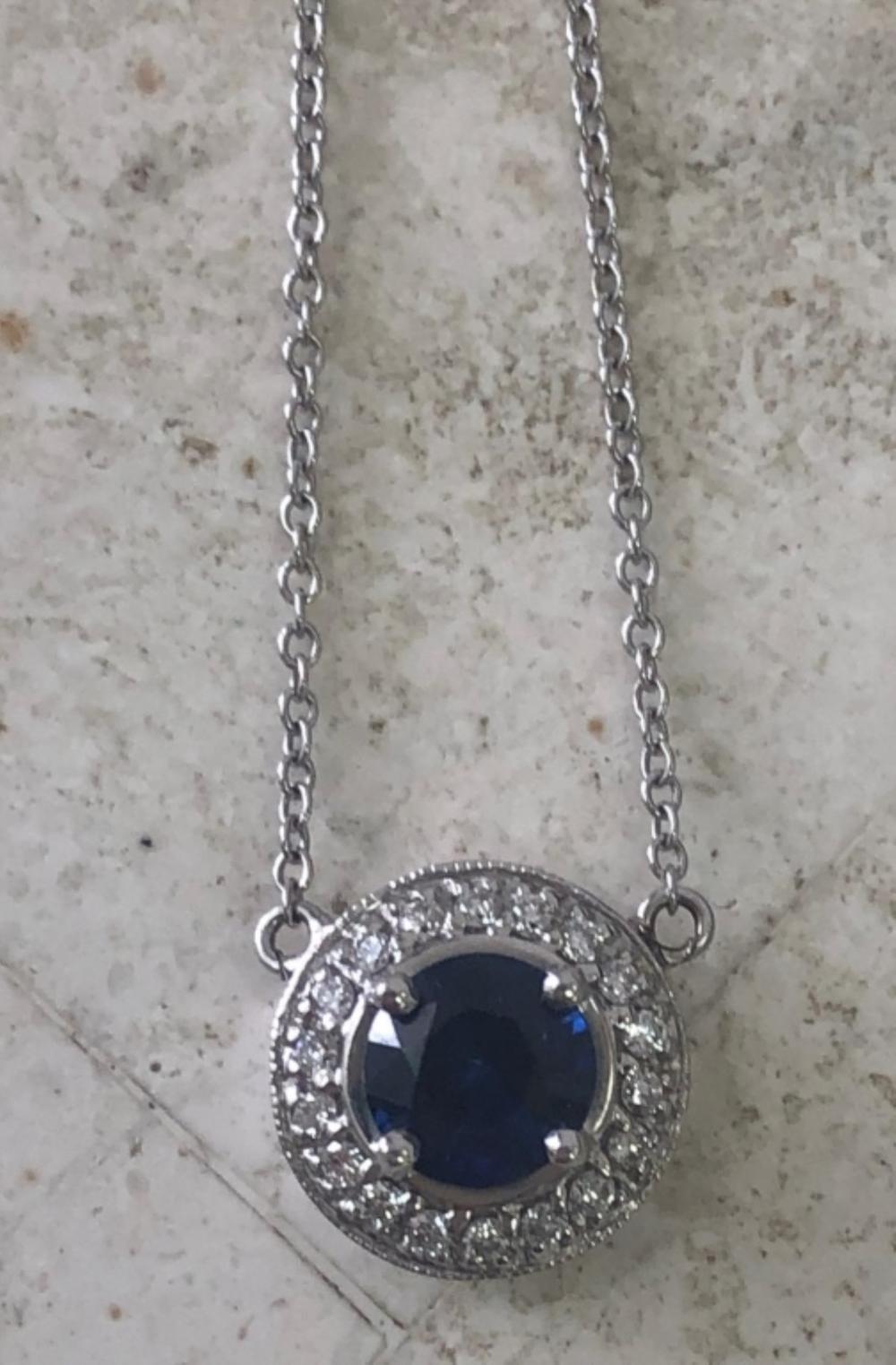 14K WHITE GOLD SAPPHIRE DIAMOND 2d5440