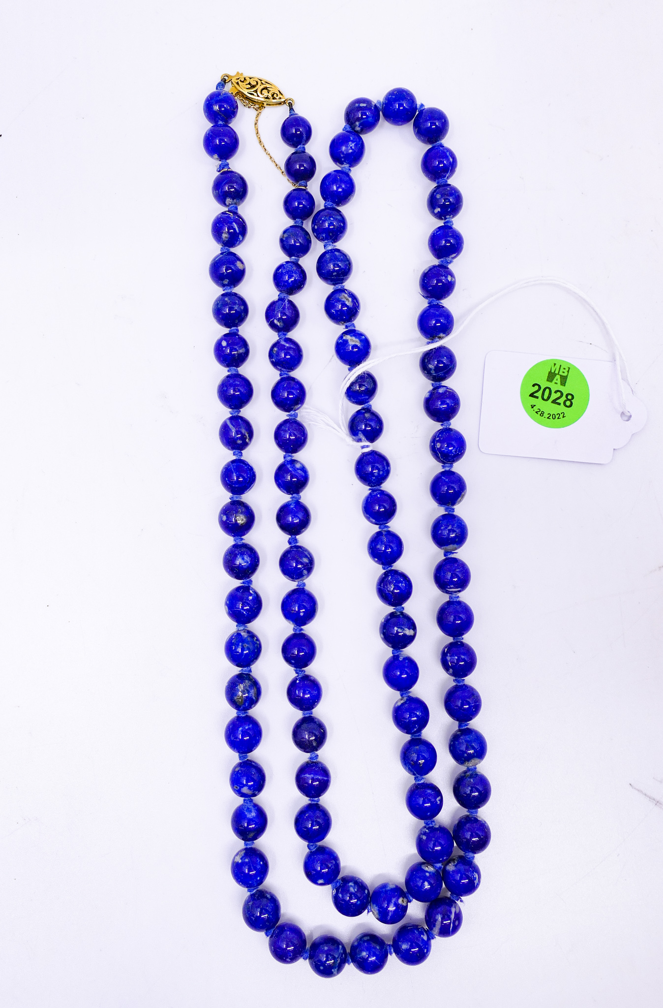 18K Clasp Lapis Bead Necklace  2d5f76