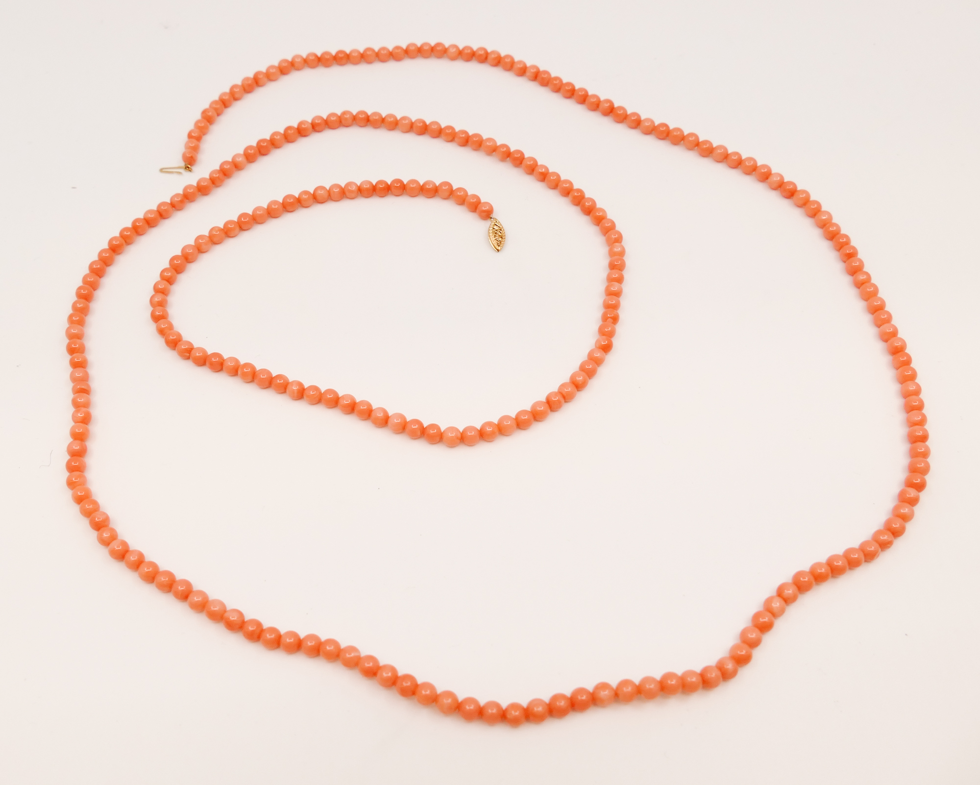 14K Clasp Pink Coral Bead Necklace-