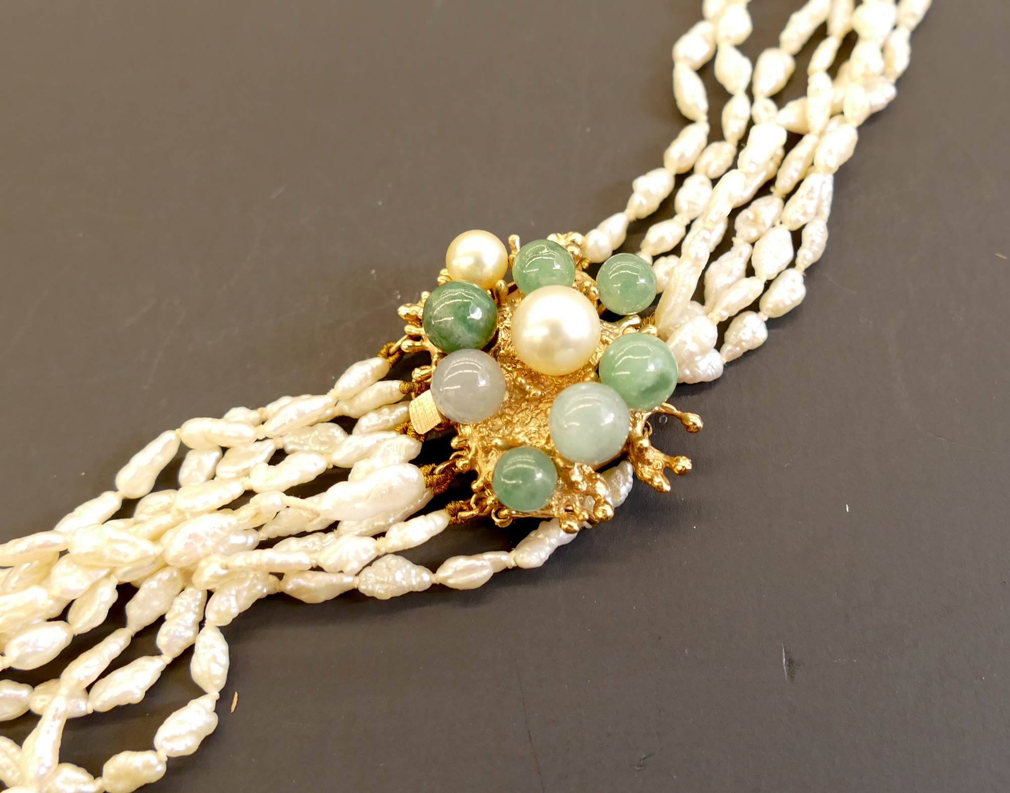 Ladies 14K Jade Clasp Multi Strand 2d5fc7