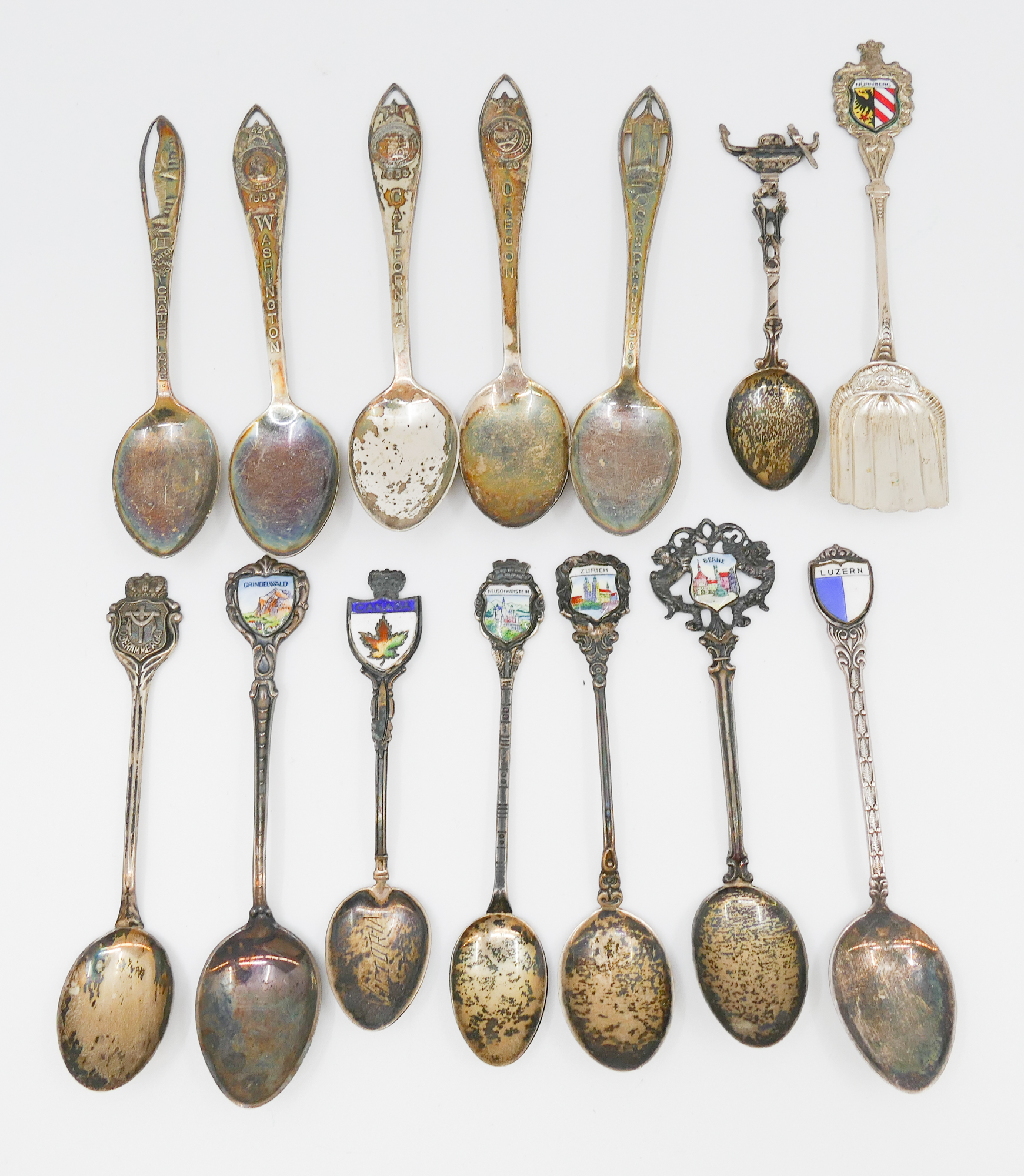 Box Sterling & 800 Silver Souvenir Spoons-