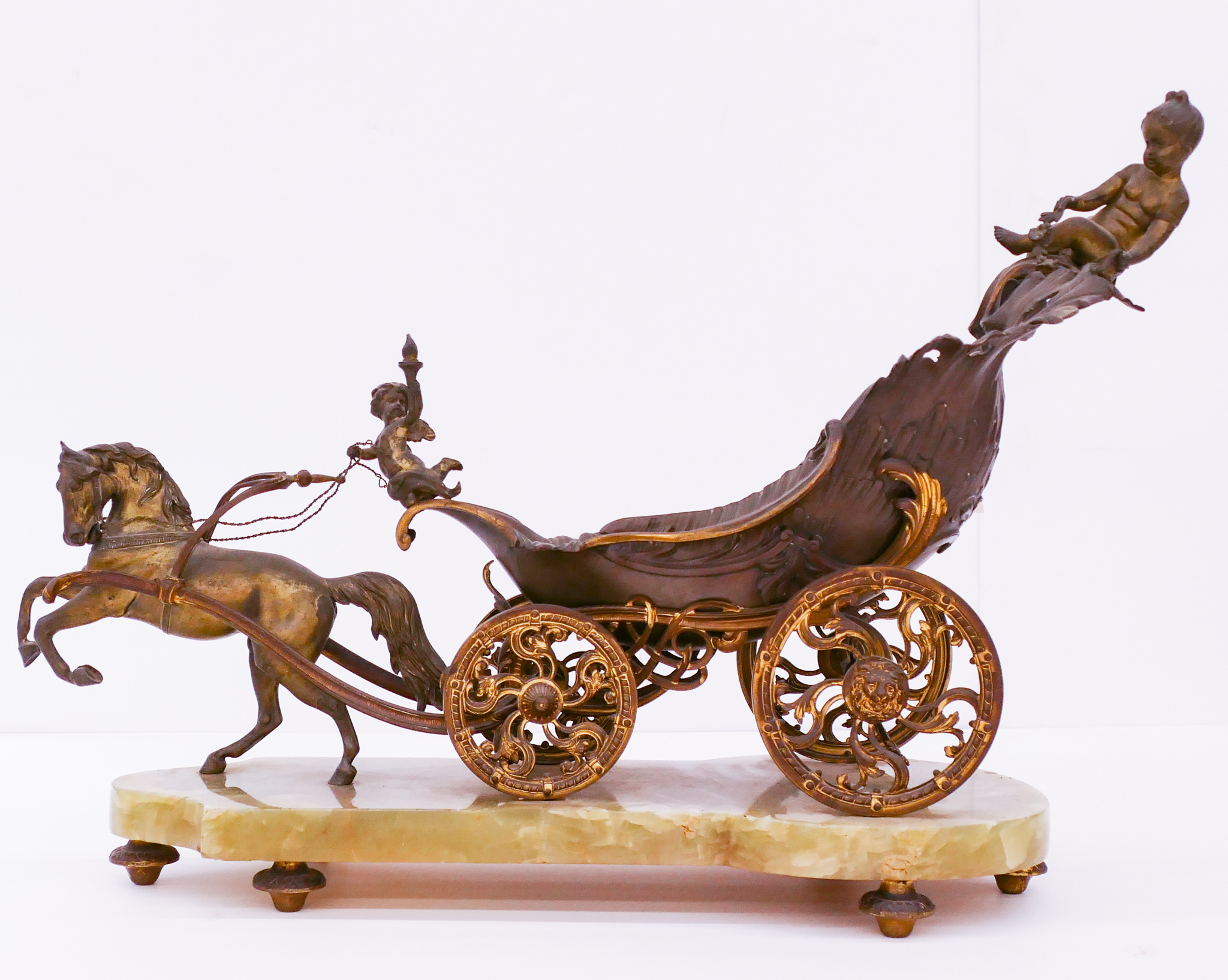 Antique Gilt Metal Chariot Centerpiece